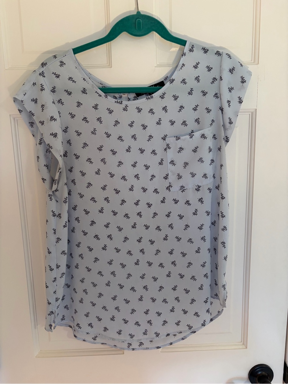Alice Blue brand Light Blue Floral Print Cap Sleeve Women's Top